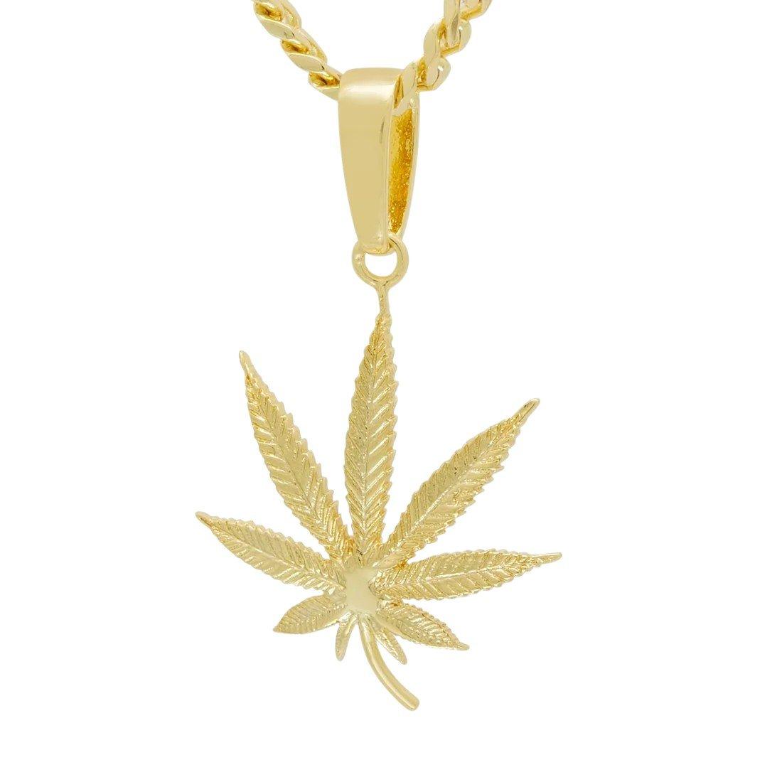 King Ice Cannabis Leaf Necklace - GOLD